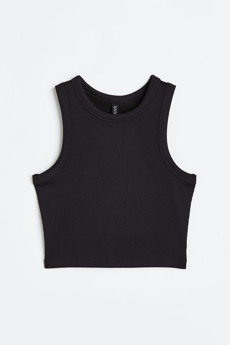 Black Crop Knit Vest Top
