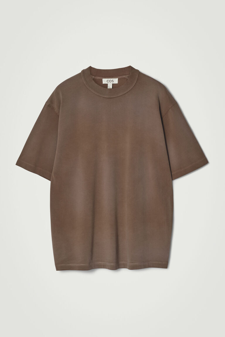 OVERSIZED WASHED-JERSEY MOCK-NECK T-SHIRT