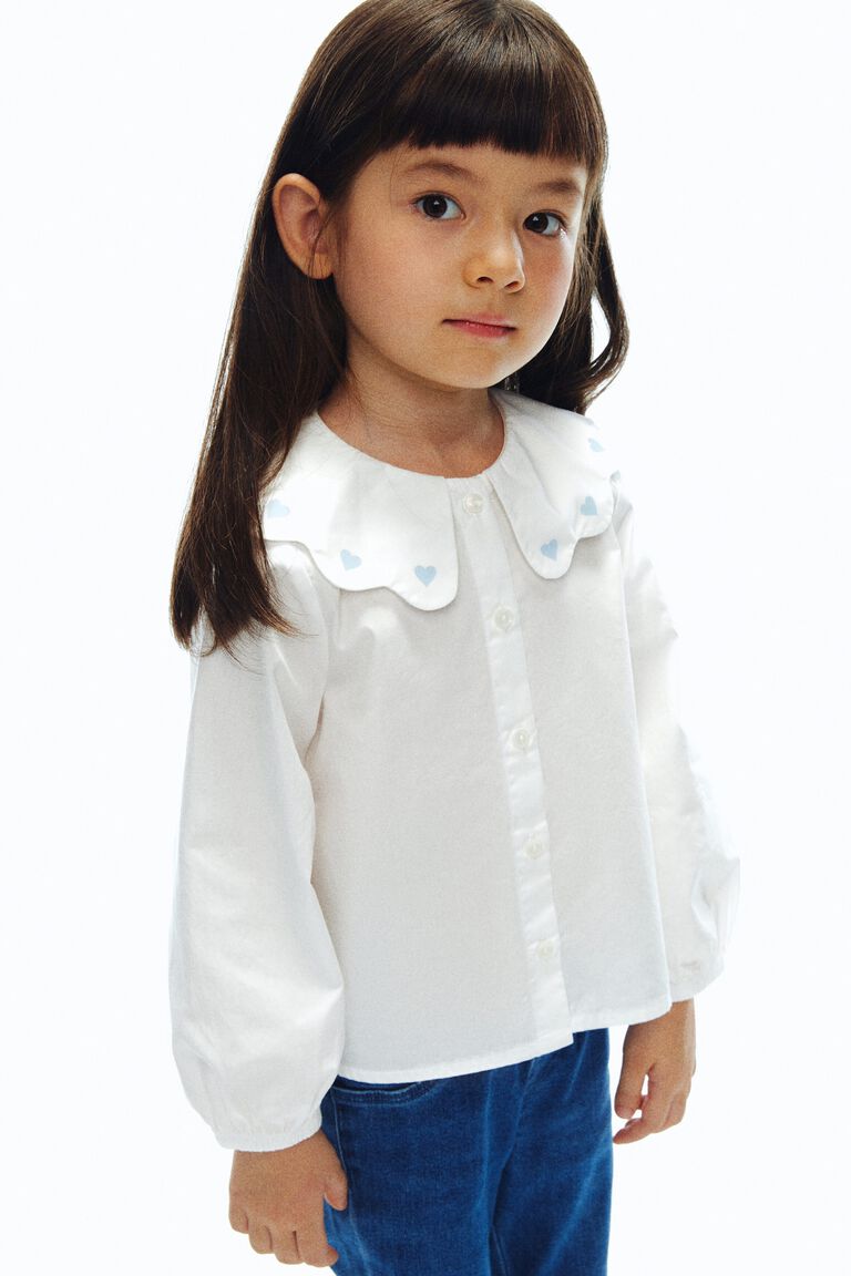 Collared cotton poplin blouse