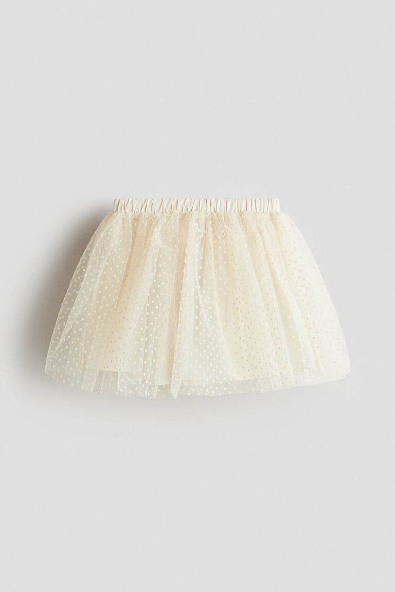 Flock-print tulle skirt