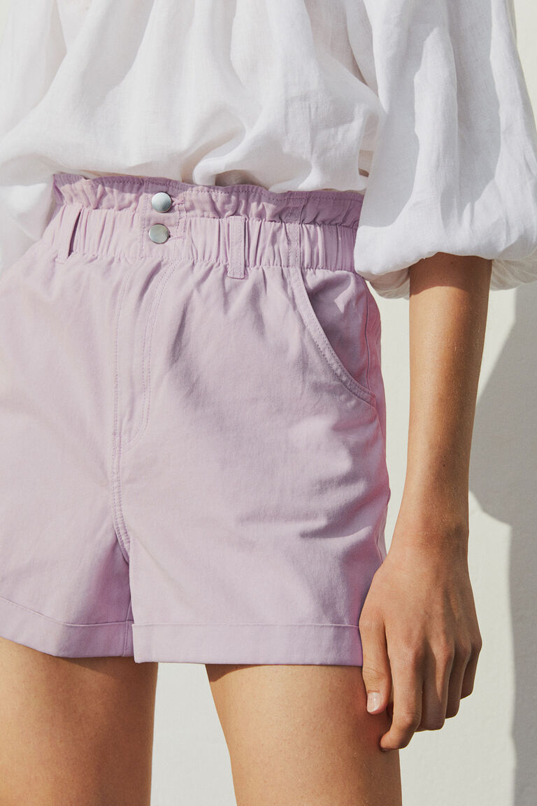 Cotton paper bag shorts