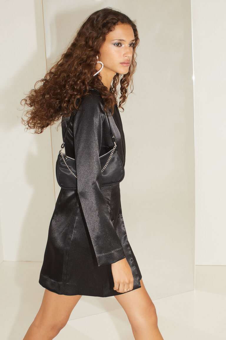 Oline Black Double-Breasted Maxi Blazer Dress
