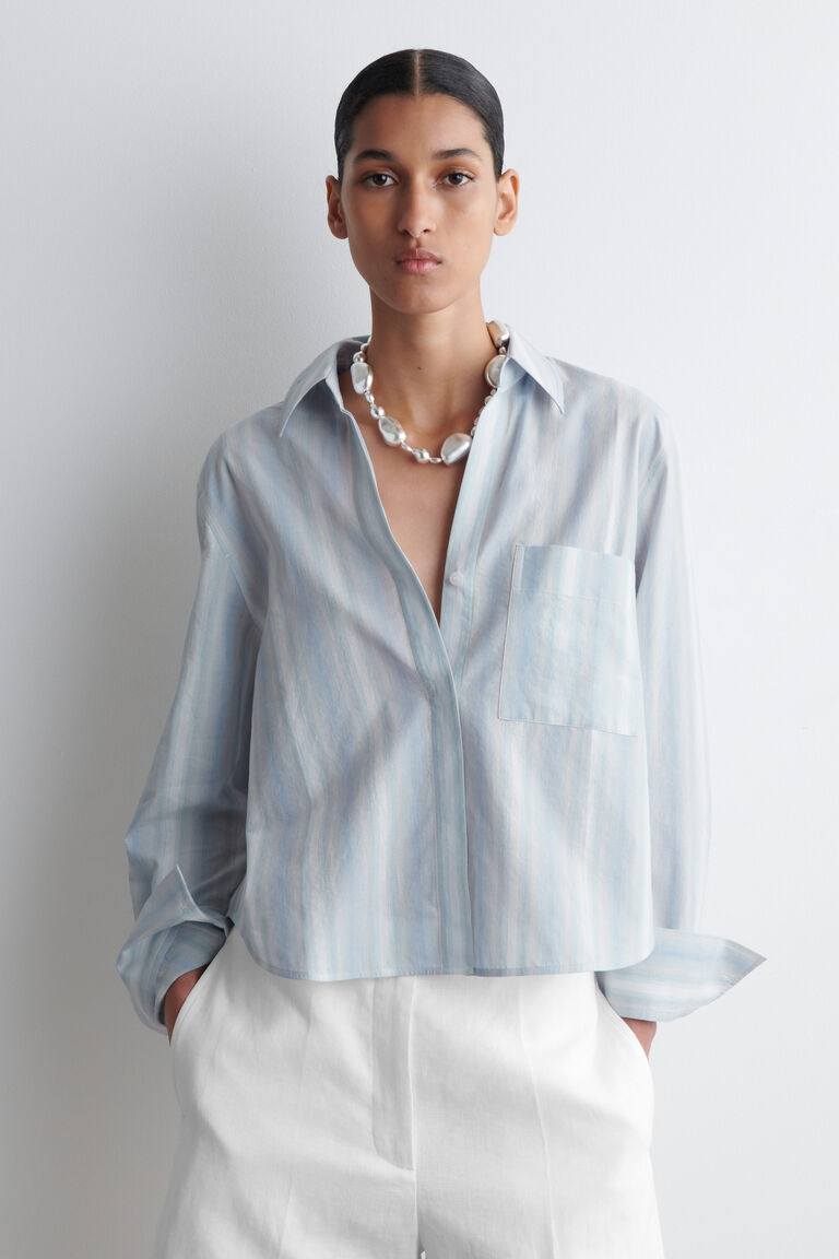 CROPPED STRIPED COTTON SHIRT