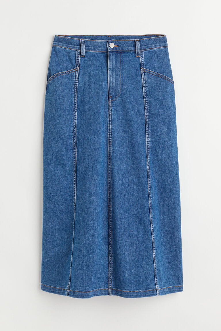 Kneelength denim skirt