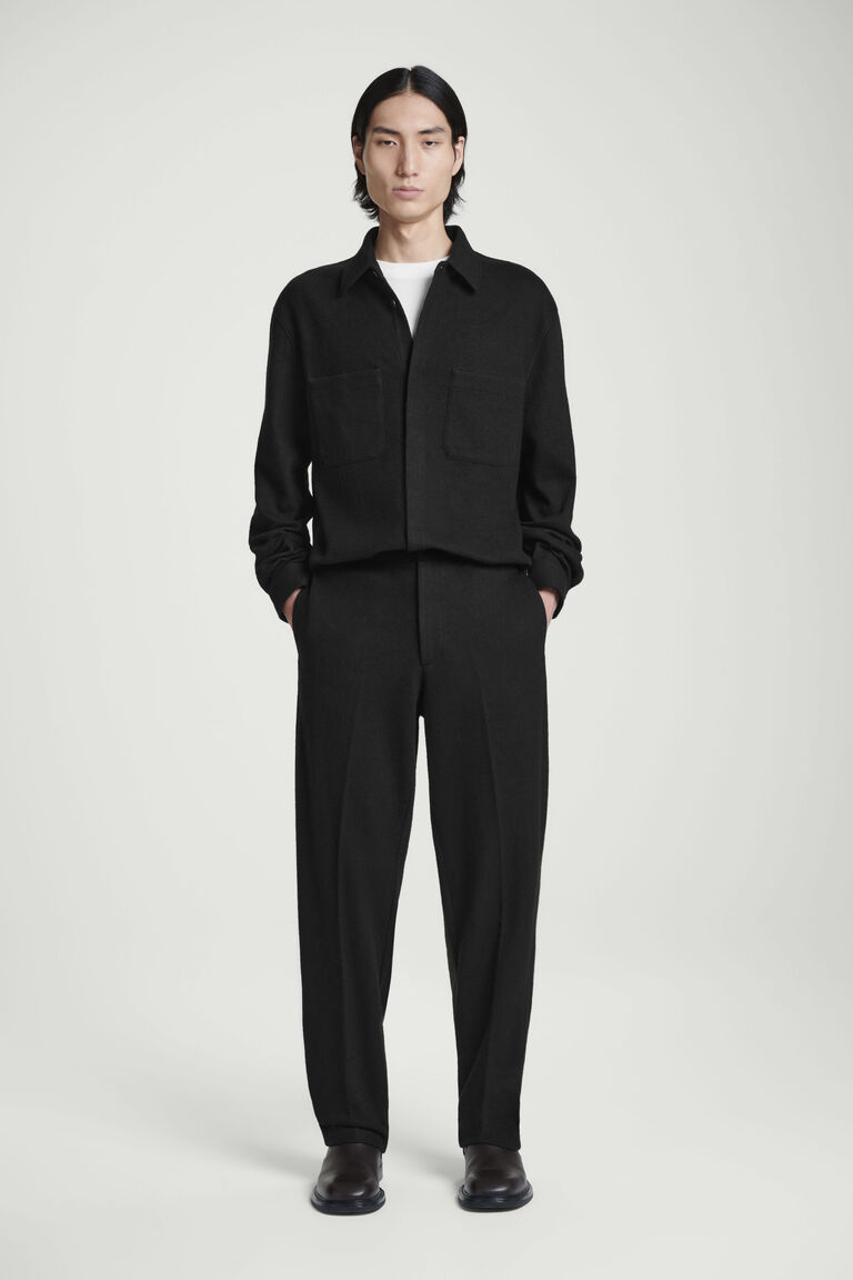 REGULAR-FIT ELASTICATED WOOL TROUSERS