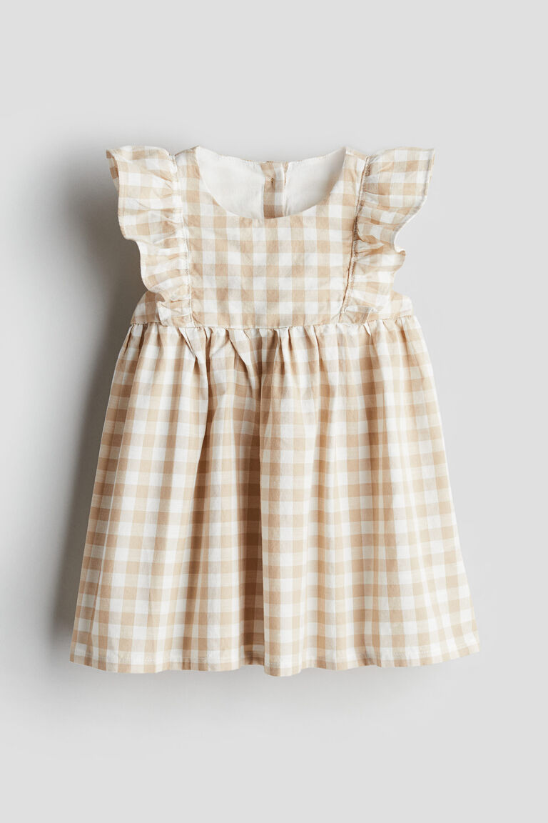 flounce trimmed cotton dress Flounce-trimmed cotton dress