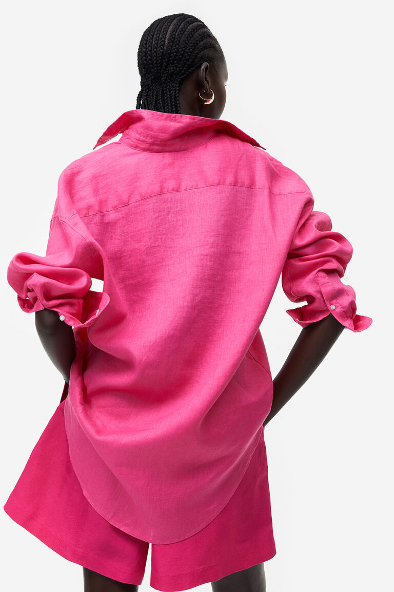 Oversized Linen Rose Shirt