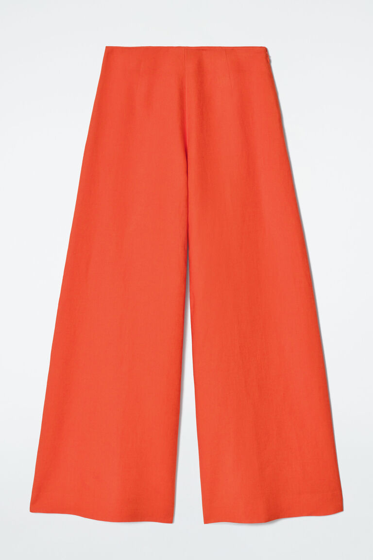 LINEN WIDE-LEG TROUSERS