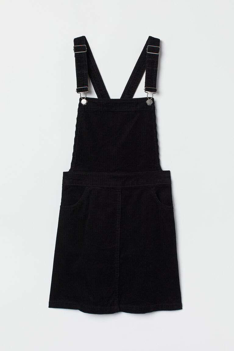 black corduroy dungaree dress