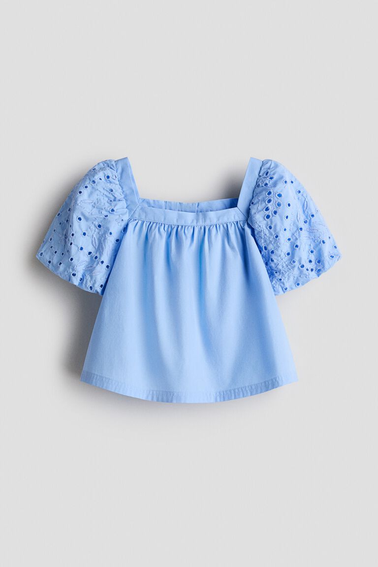Puff-sleeved cotton blouse