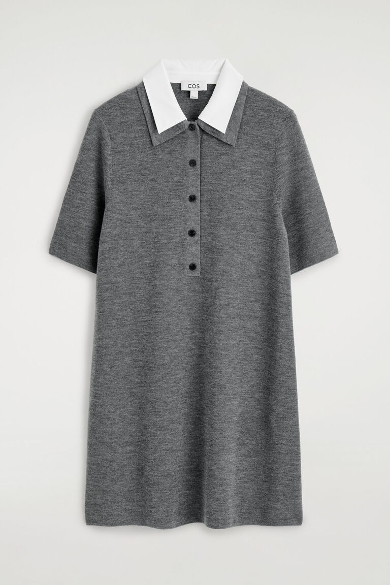 LAYERED-COLLAR MERINO WOOL MINI DRESS
