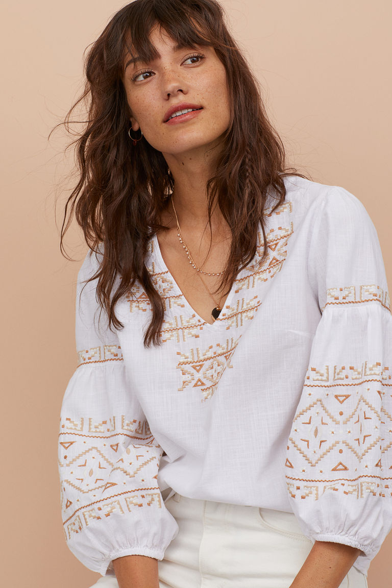 Embroidered cotton blouse