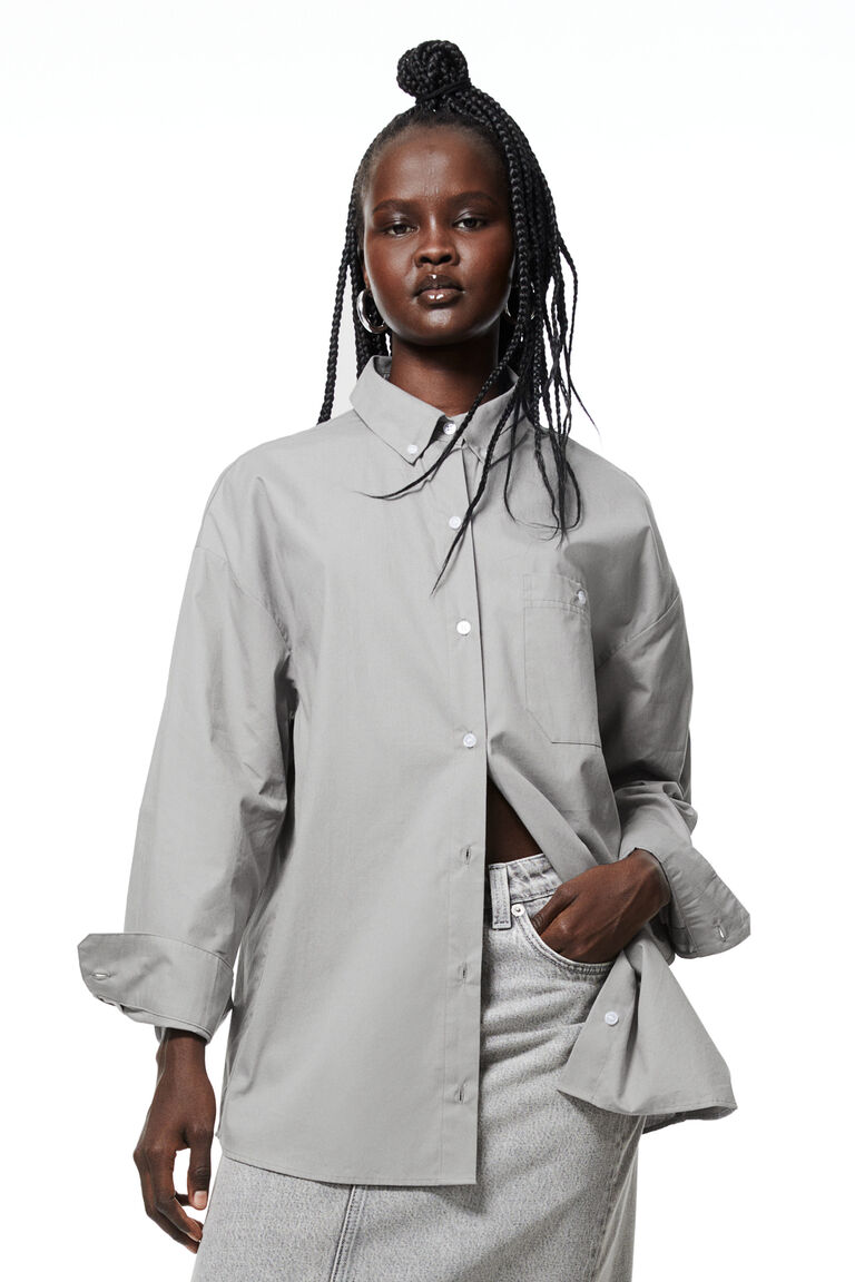 Cotton Poplin Oversized Half Placket Shirt main image 0
