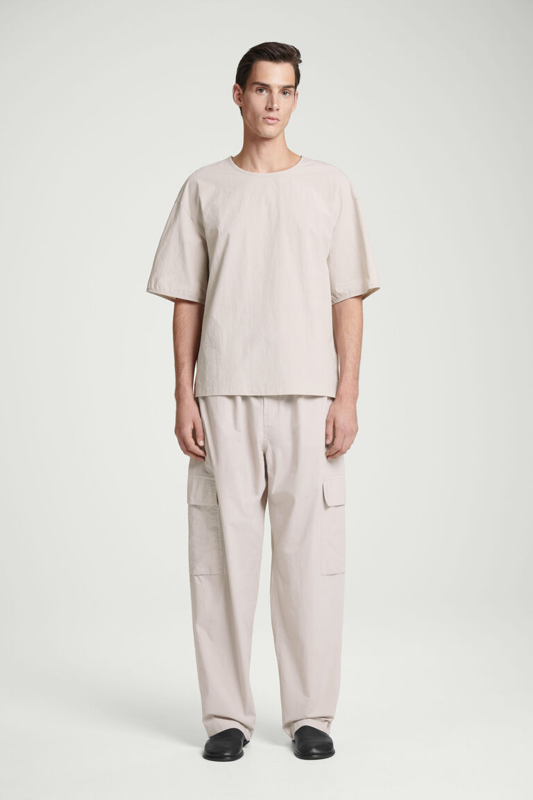 BELTED TECHNICAL COTTON CARGO TROUSERS