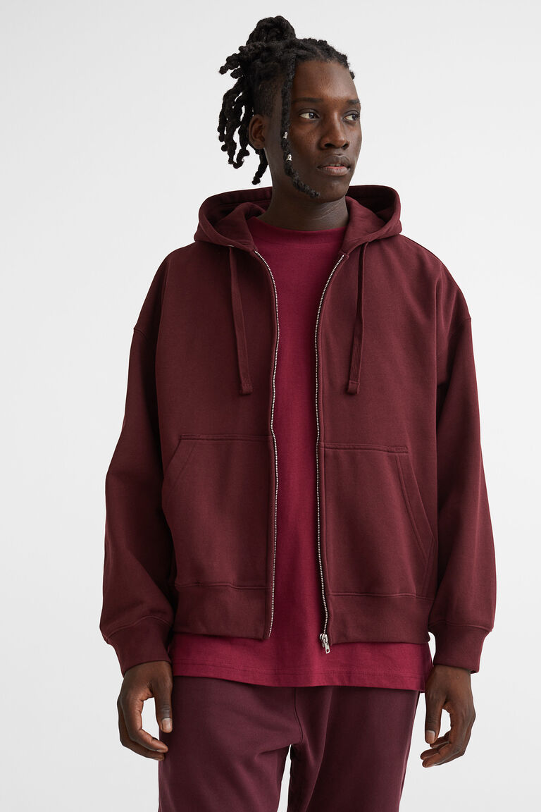 Oversized Fit Cotton zip-through hoodie