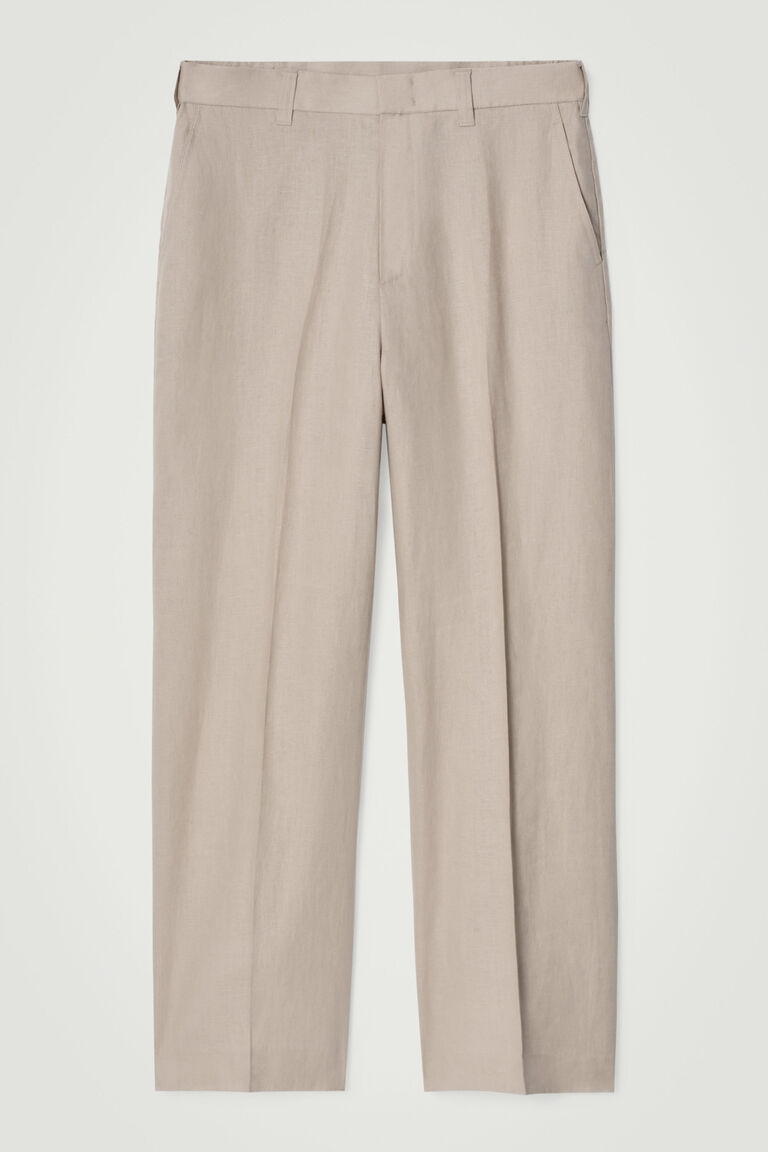 FLUID LINEN WIDE-LEG TROUSERS