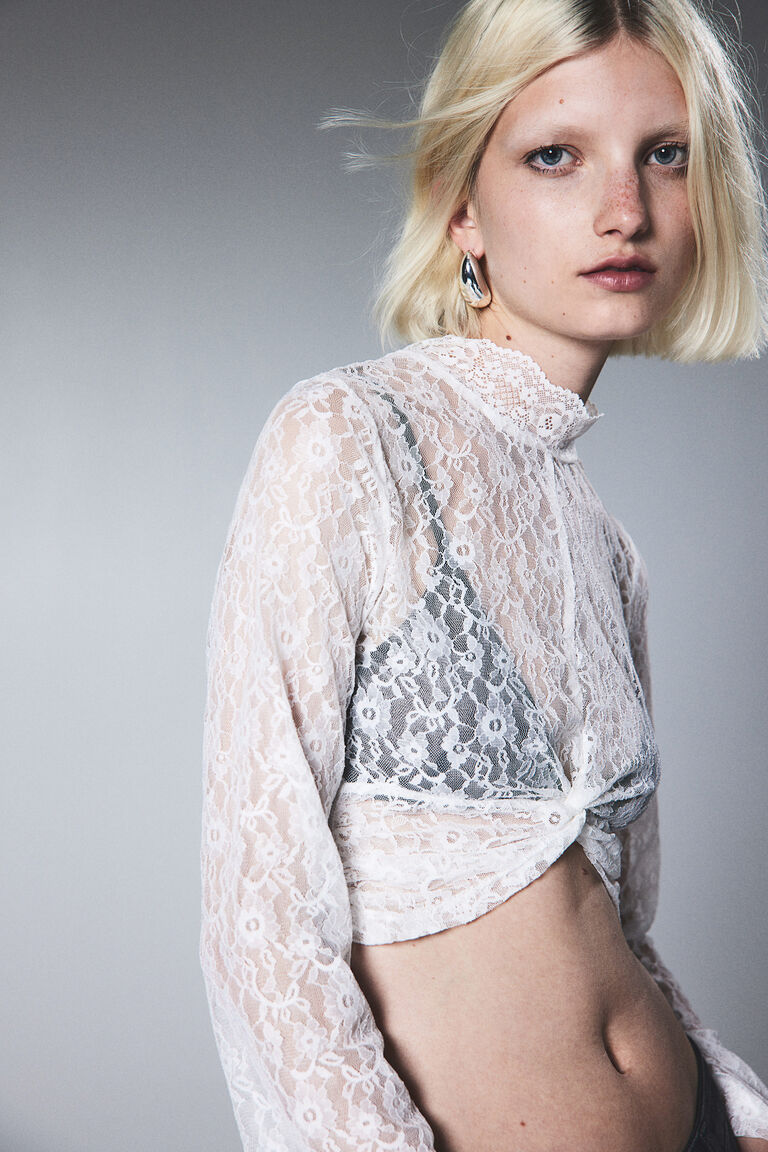 Long-sleeved lace top