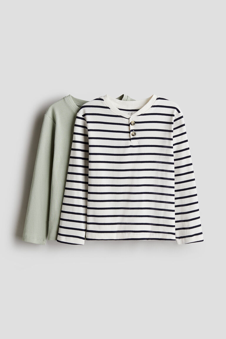 2-pack ribbed Henley tops