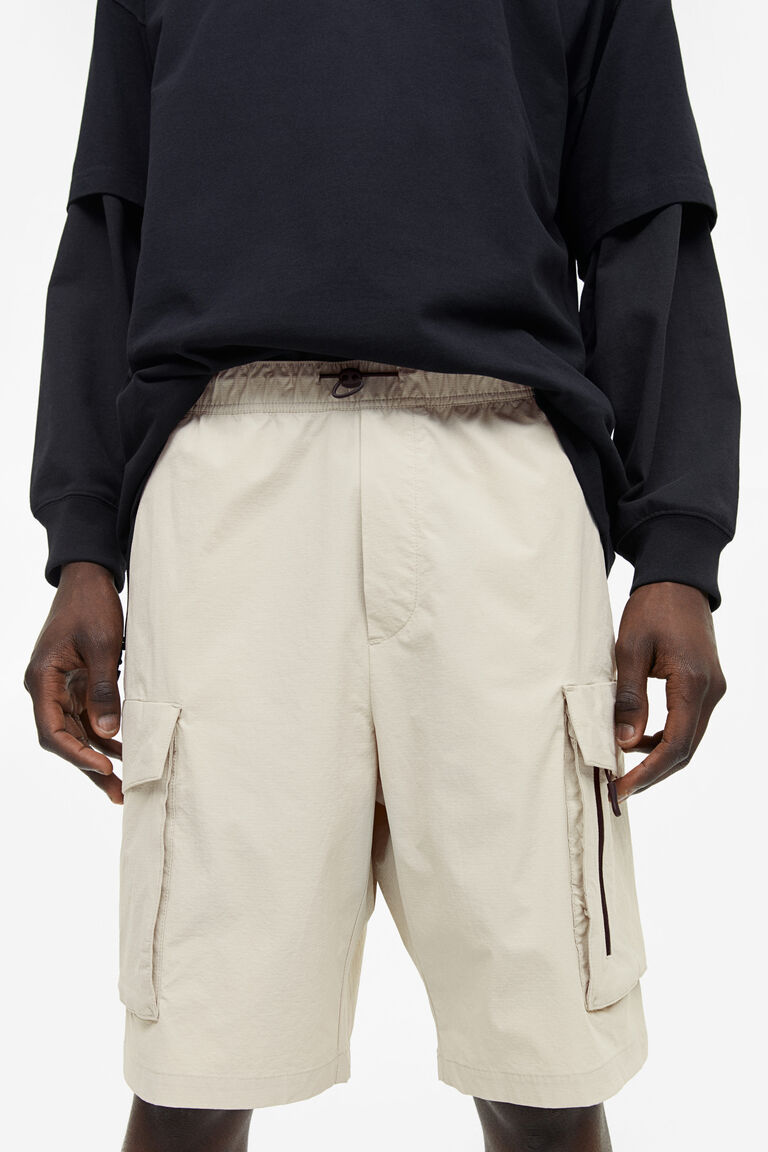 Elasticated Waist Slim Fit Nylon Cargo Shorts main image 1