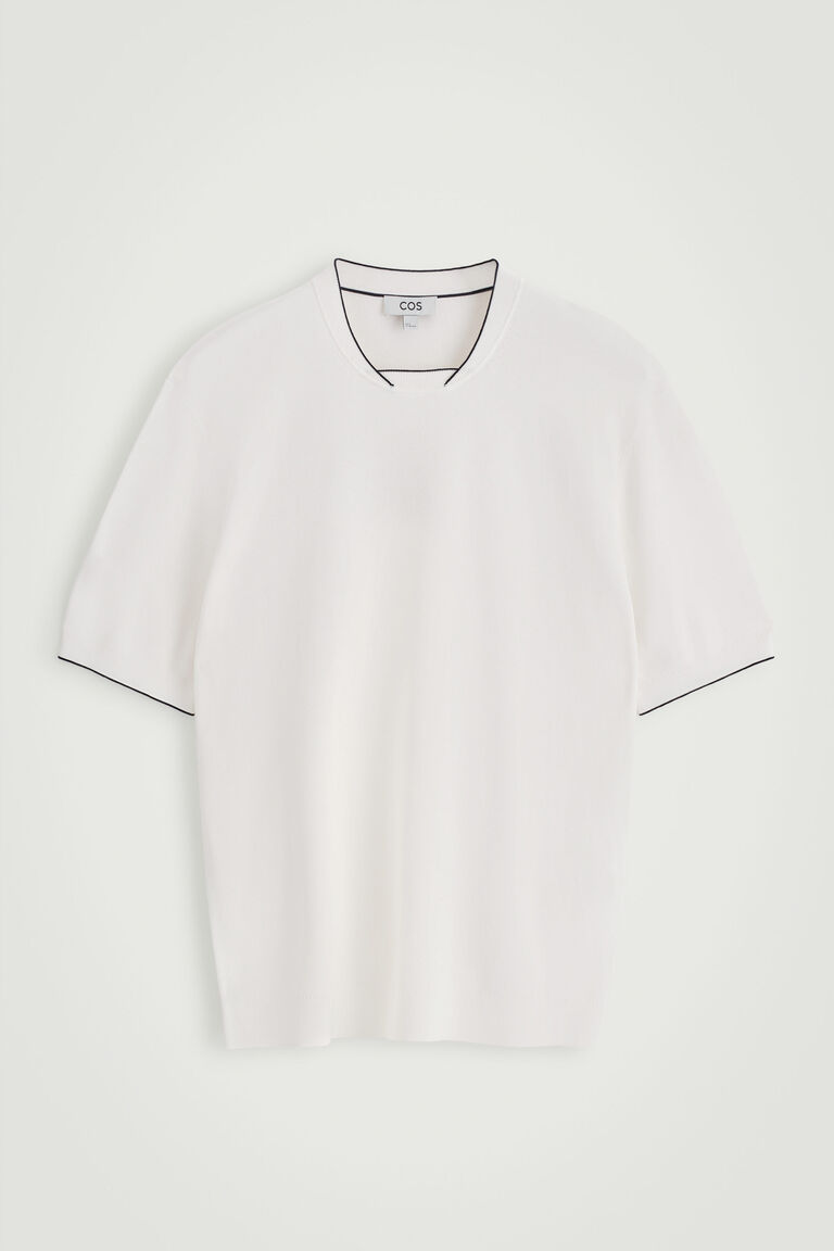 CONTRAST-TIPPED KNITTED T-SHIRT