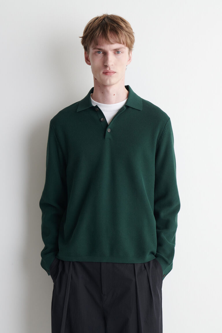 HONEYCOMB-KNIT POLO SHIRT