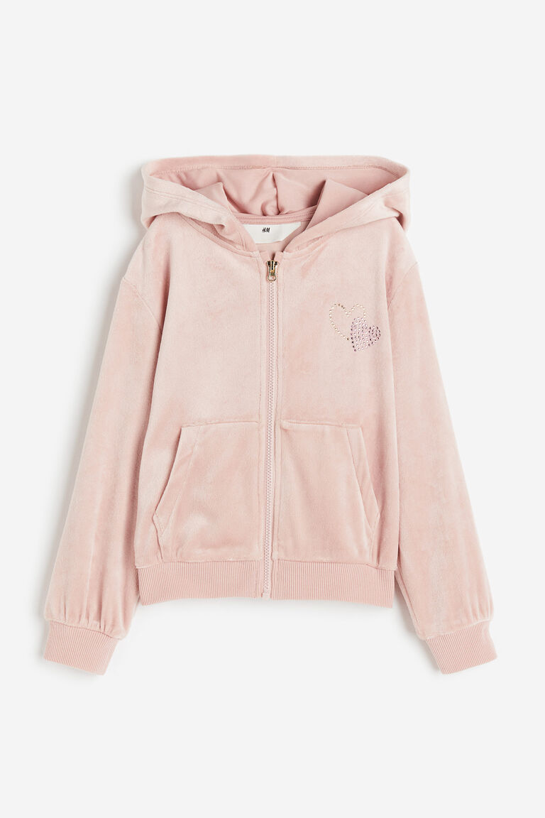 Velour Zip Front Hoodie