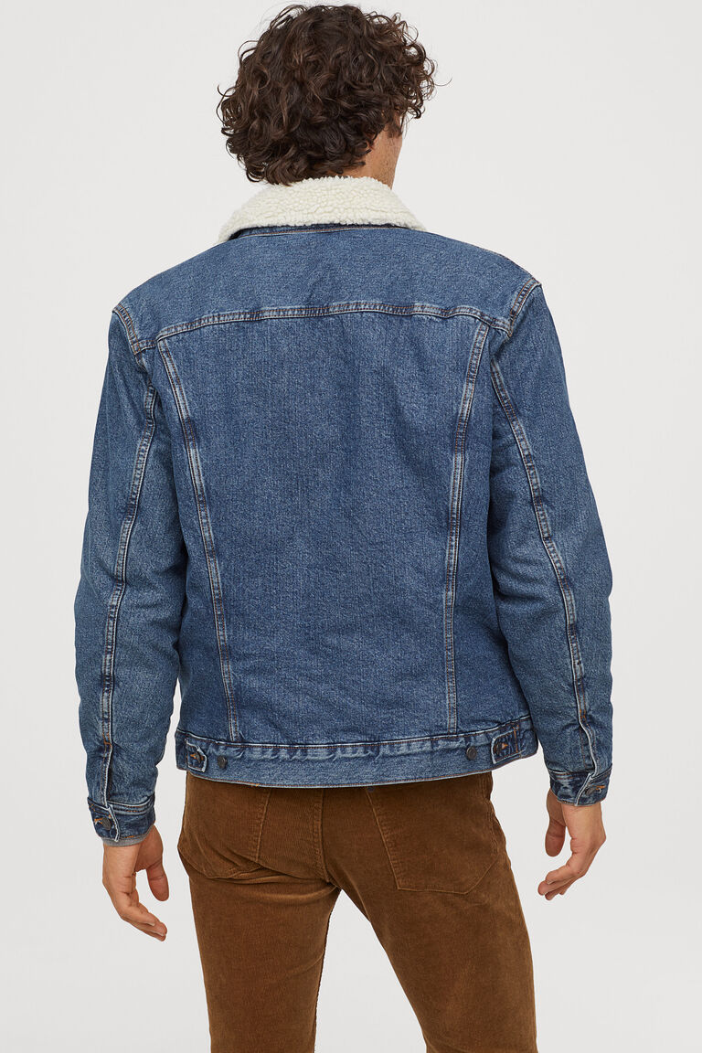 Pile-lined denim jacket
