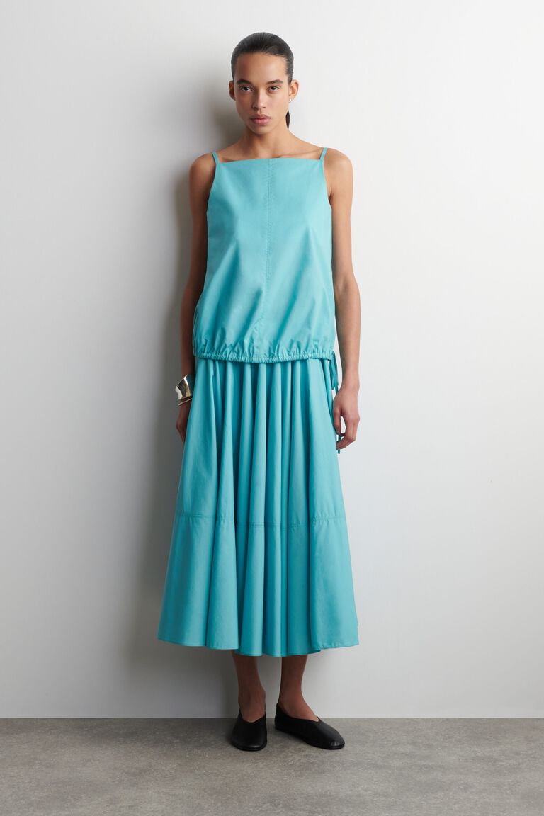 CIRCLE-CUT COTTON MIDI SKIRT