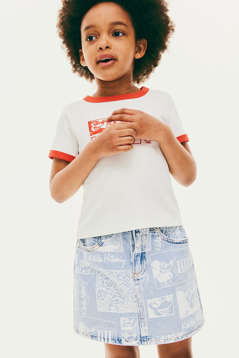 Patterned denim skirt