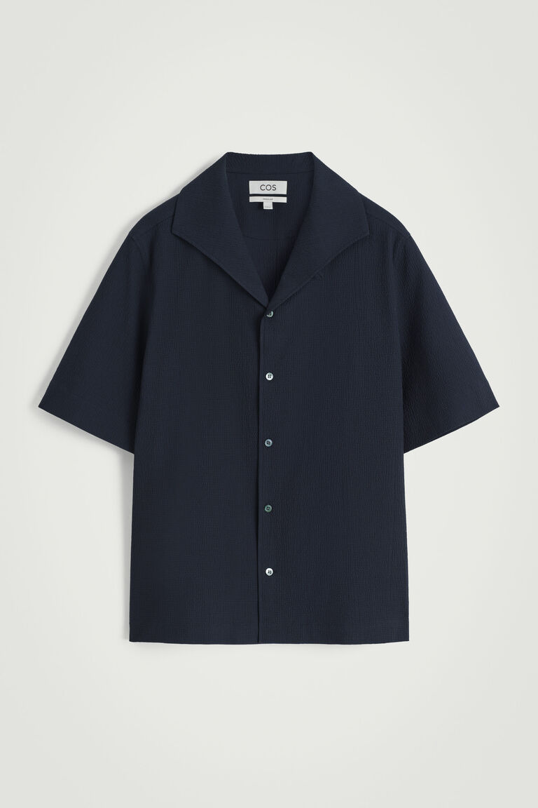 CAMP-COLLAR SEERSUCKER SHIRT