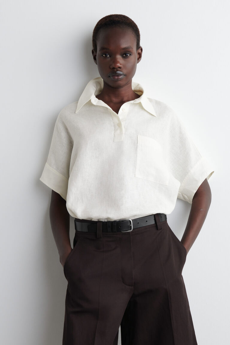 LINEN HALF-PLACKET SHIRT