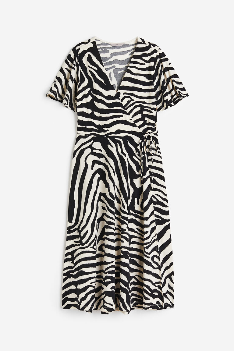 Lace Jersey Wrap Dress