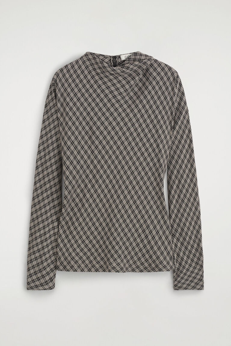 เสื้อท่อนบนลายสก็อตดีไซน์พับ Draped