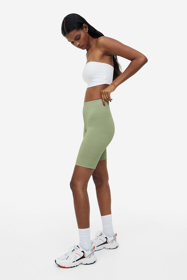 Ribbed biker shorts