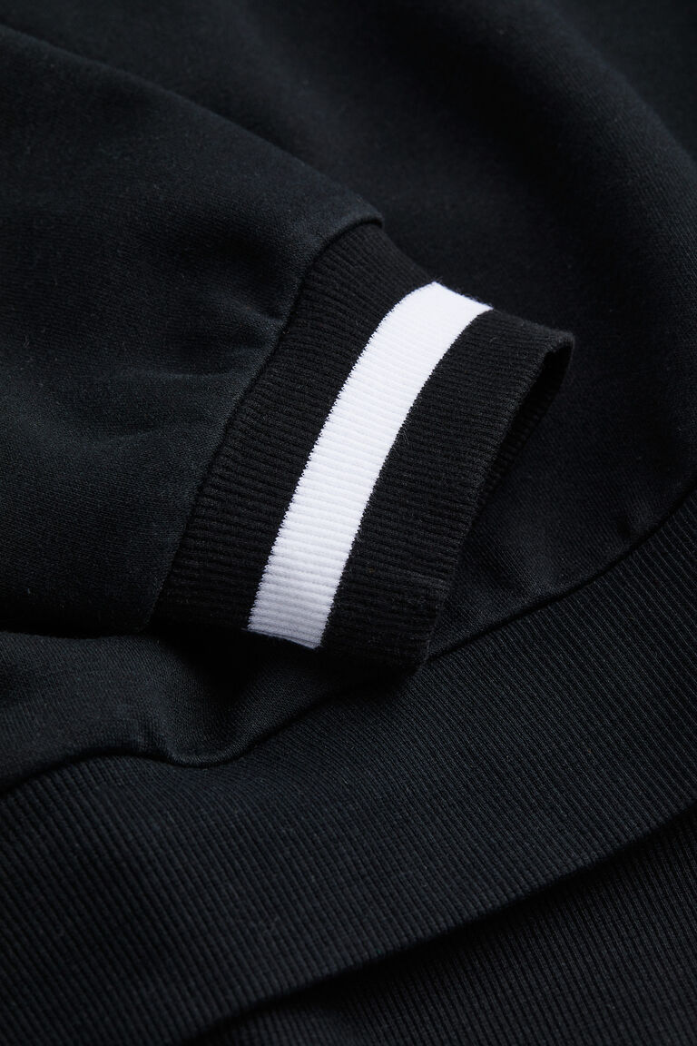 BLACK COLLARED V-NECK SWEATSHIRT TOP main image 1