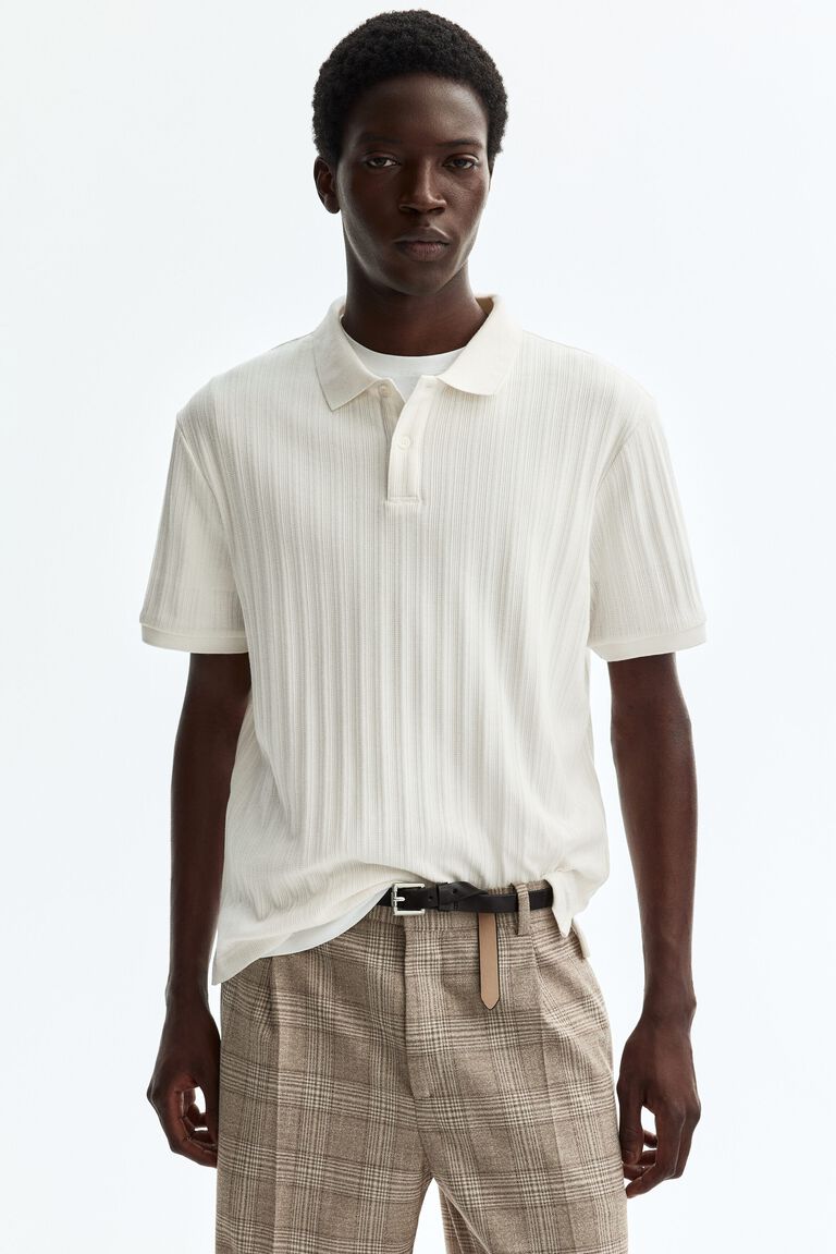 Slim Fit Textured jersey polo shirt