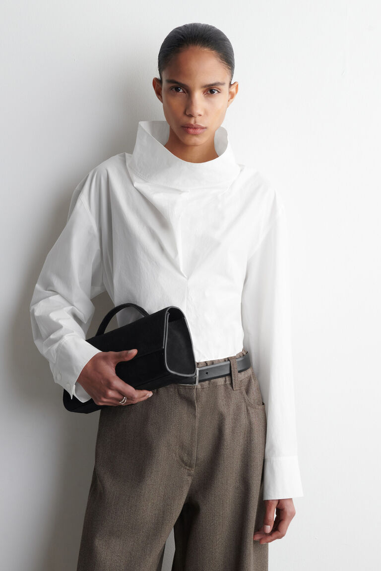 FUNNEL-NECK COTTON SHIRT
