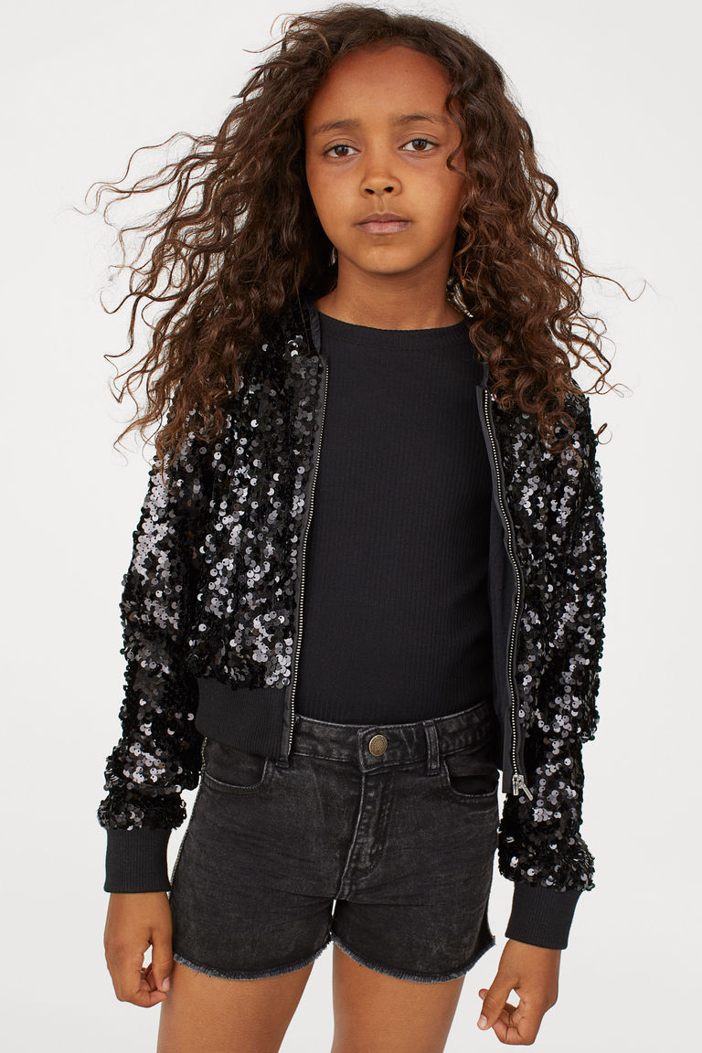 Sequined hooded jacket
