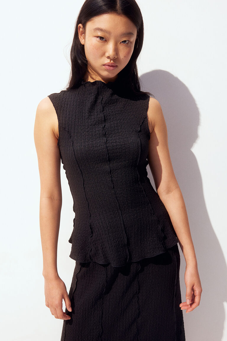 anuke / Uneck Peplum Tops ブラック FREE ànuke online store（アンヌーク） / Uneck Peplum TopsUneck Peplum