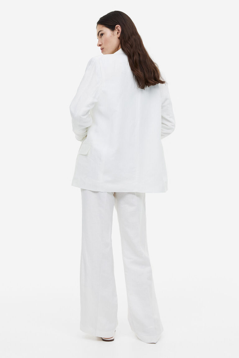 Power Luxe Double-Breasted Blazer(White)