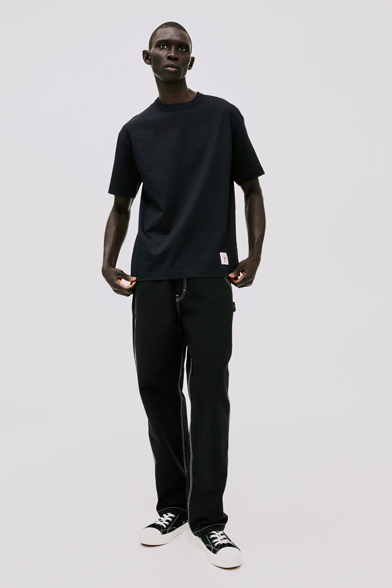 ☆韓国☆［MUCENT］SLOGAN LOOSE FIT MTM Black M,L Loose Fit T-shirt