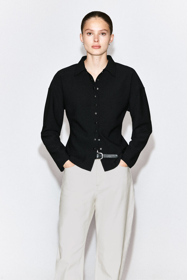WAISTED CREPE-JERSEY SHIRT