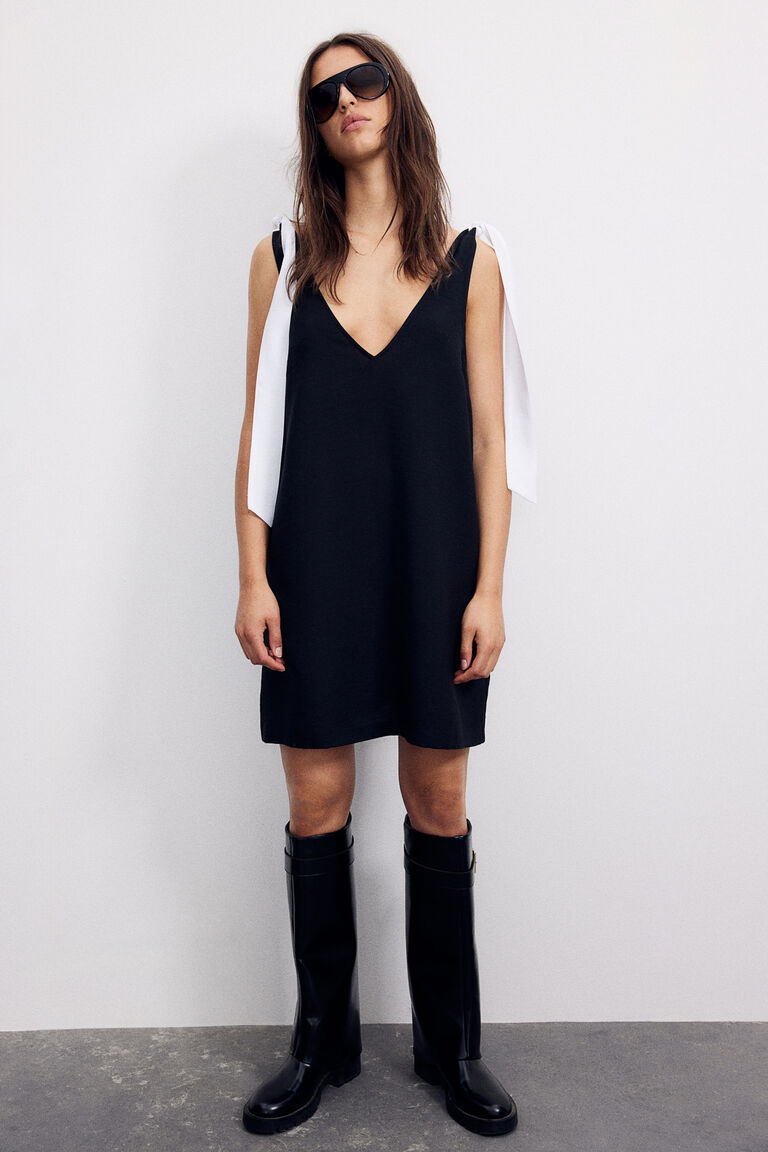 DENIM TIE STRAP DRESS main image 0