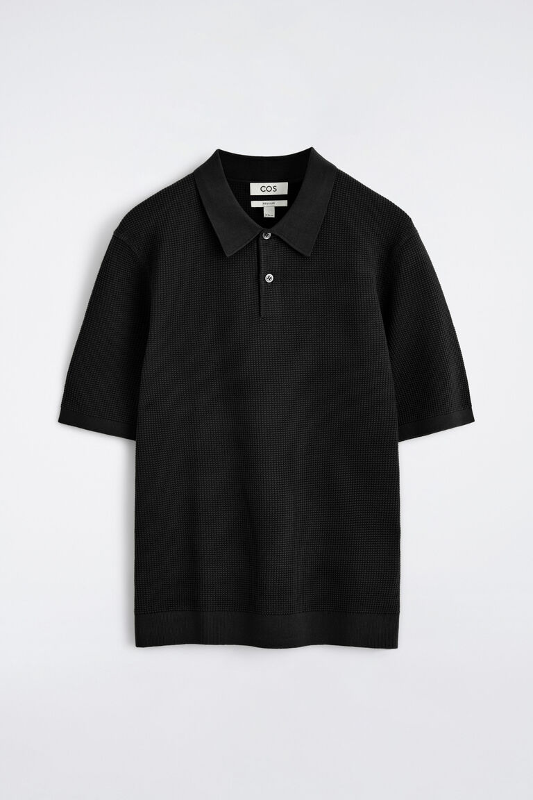 WAFFLE-KNIT COTTON POLO SHIRT