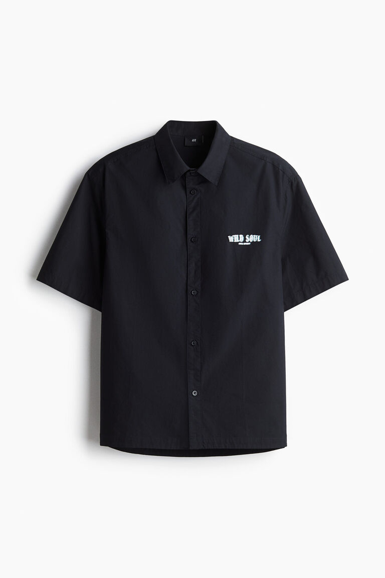 Men’s Short-Sleeve Striped Shirt – Loose Fit, Lapel Collar, Acetate Blend main image 1