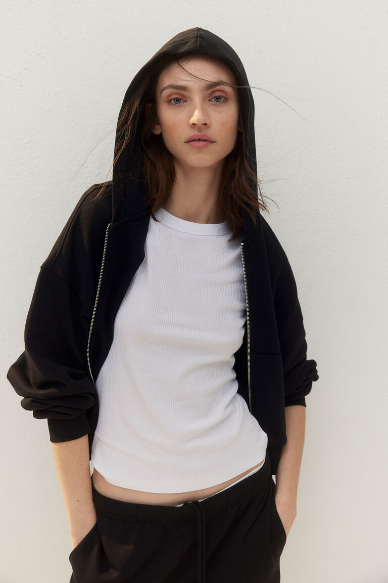 h♡ Oversized zip-through hoodie