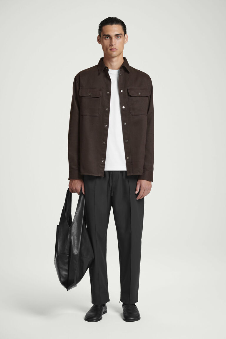 PINTUCKED TAPERED TRACK PANTS