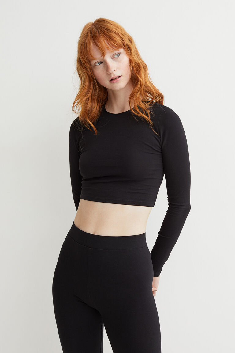 Cotton jersey cropped top