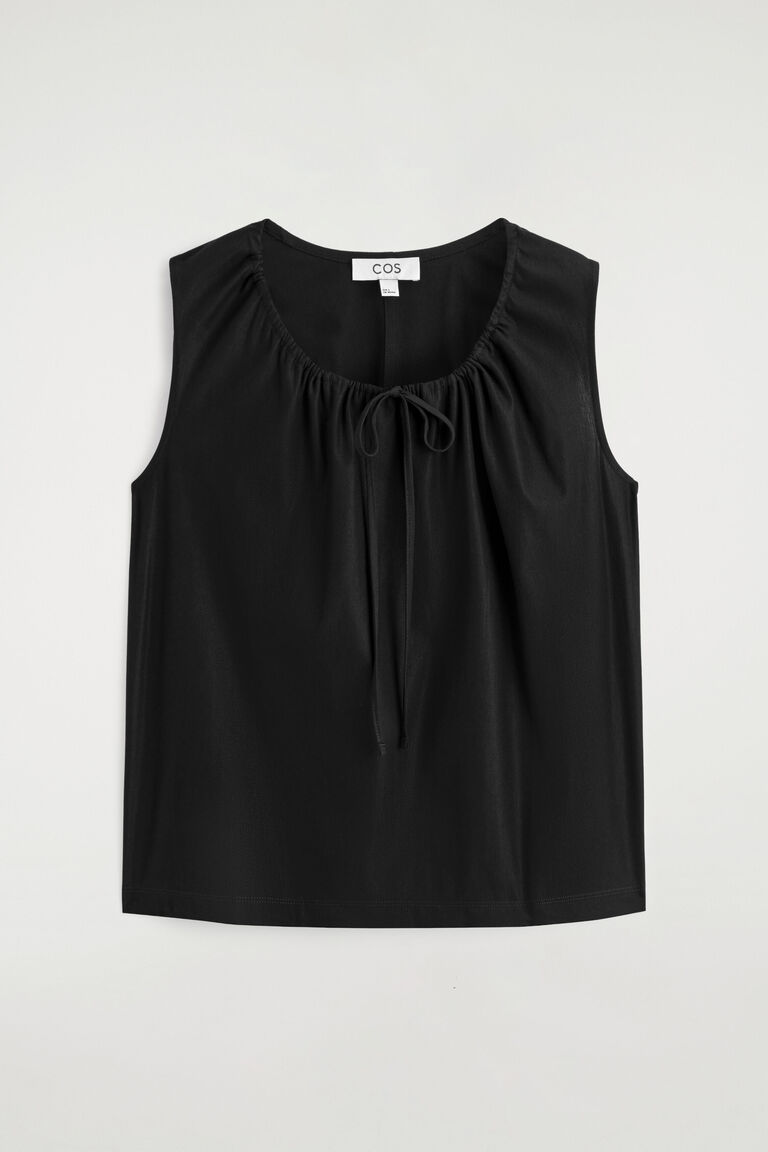 GATHERED-NECK JERSEY TANK TOP