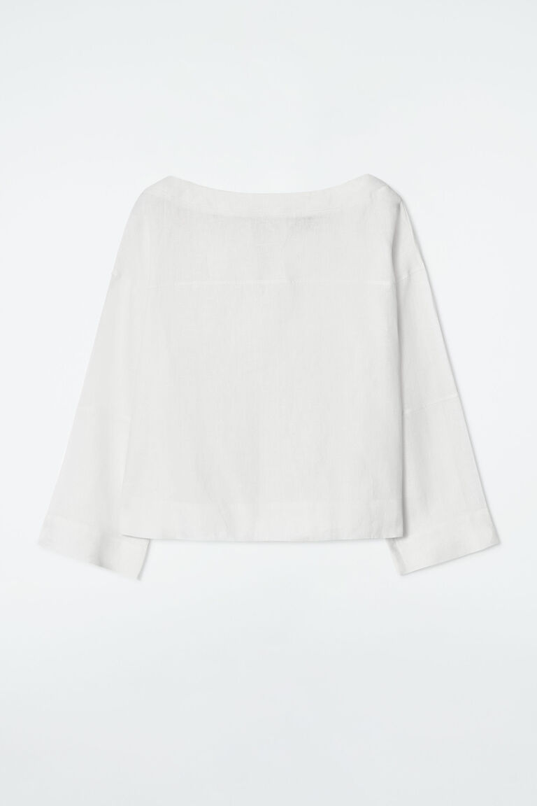 TIE-DETAIL LINEN BLOUSE